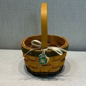 Longaberger 2001 Lucky You Shamrock Basket Plastic Liner 4 Leaf Clover Charm Bow